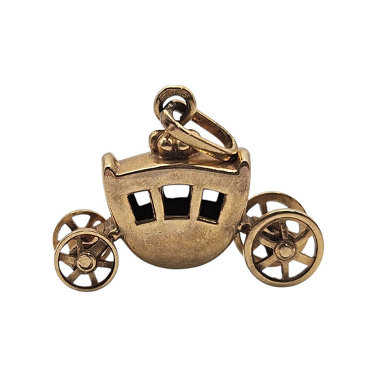 18ct Yellow Gold Aritculated Carriage Charm L 1.8 cm 1.4 g.