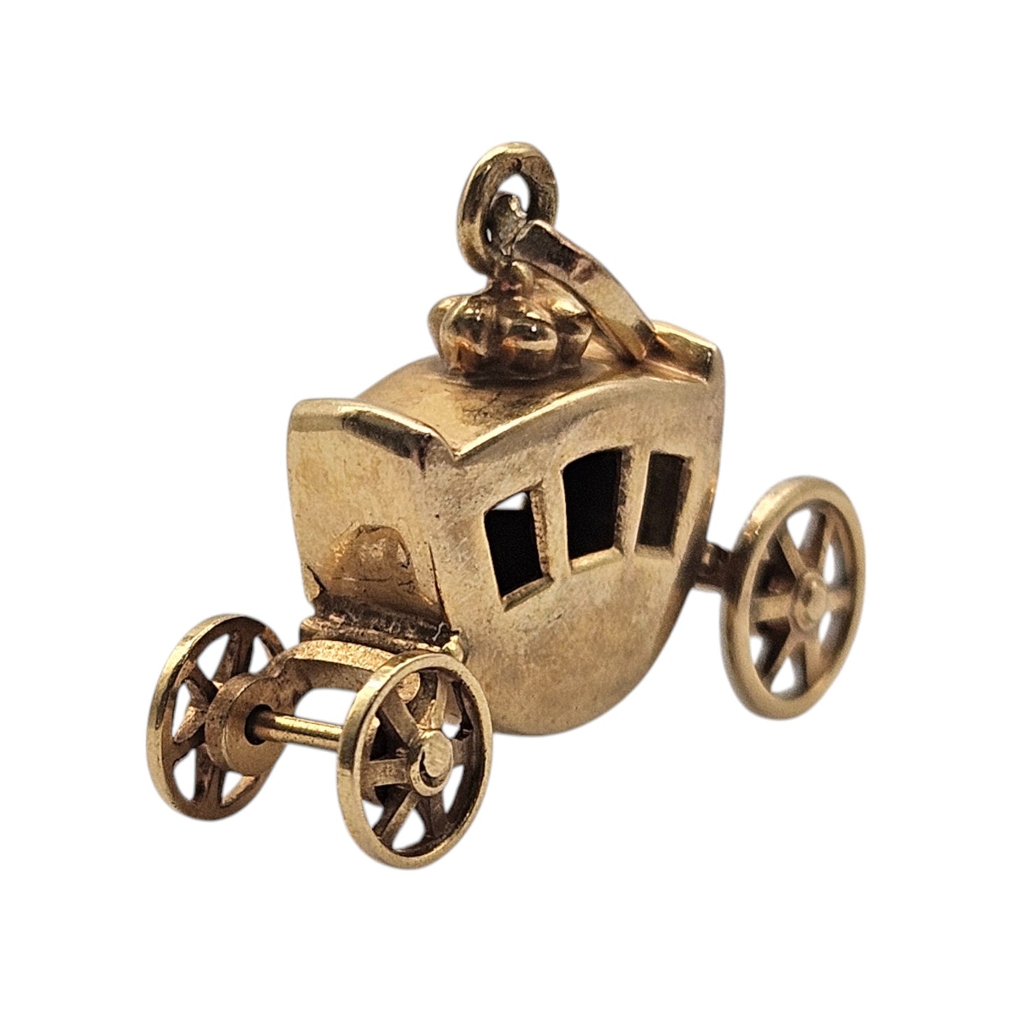 18ct Yellow Gold Aritculated Carriage Charm L 1.8 cm 1.4 g.