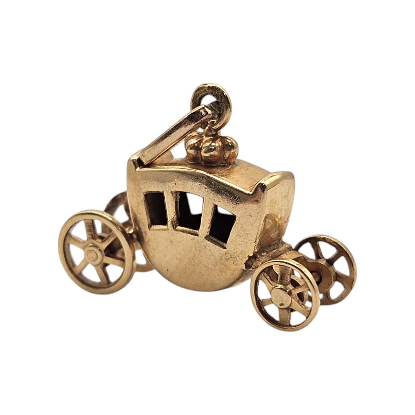 18ct Yellow Gold Aritculated Carriage Charm L 1.8 cm 1.4 g.