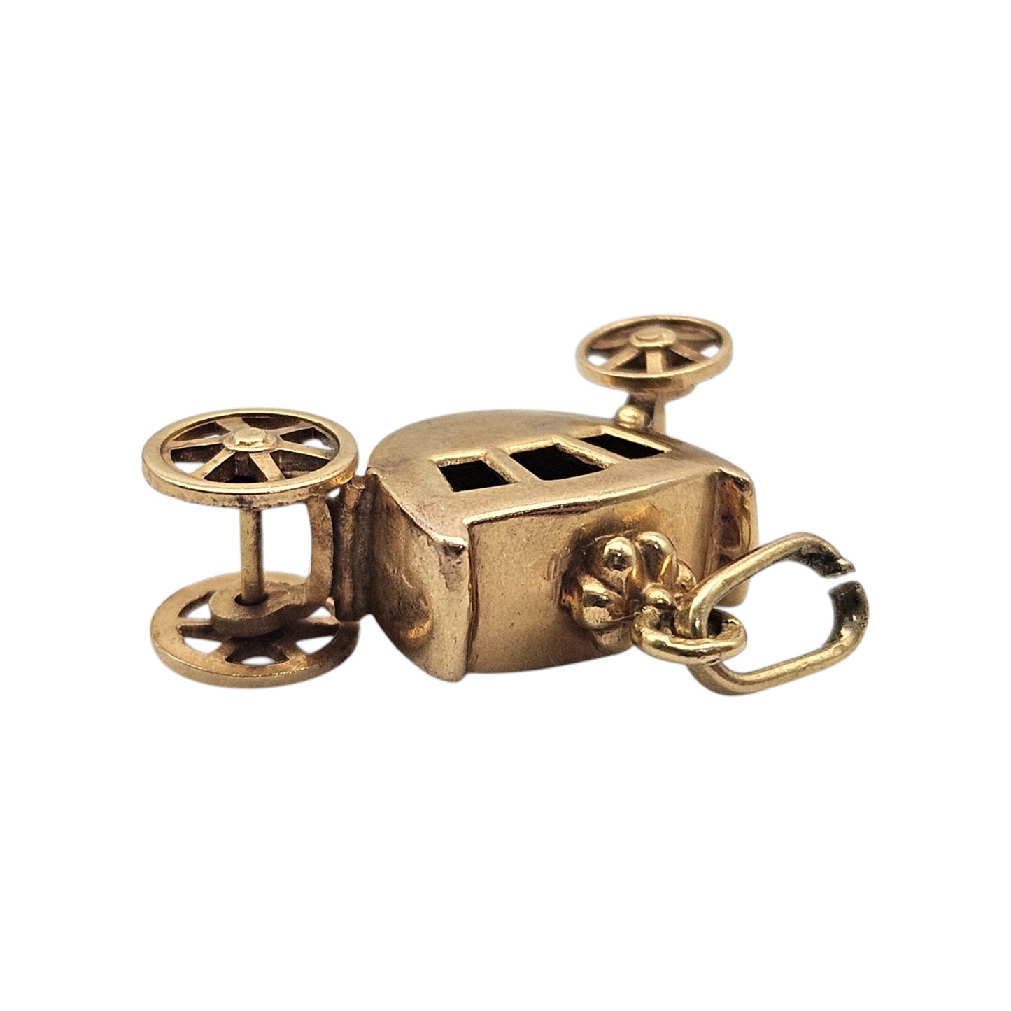 18ct Yellow Gold Aritculated Carriage Charm L 1.8 cm 1.4 g.