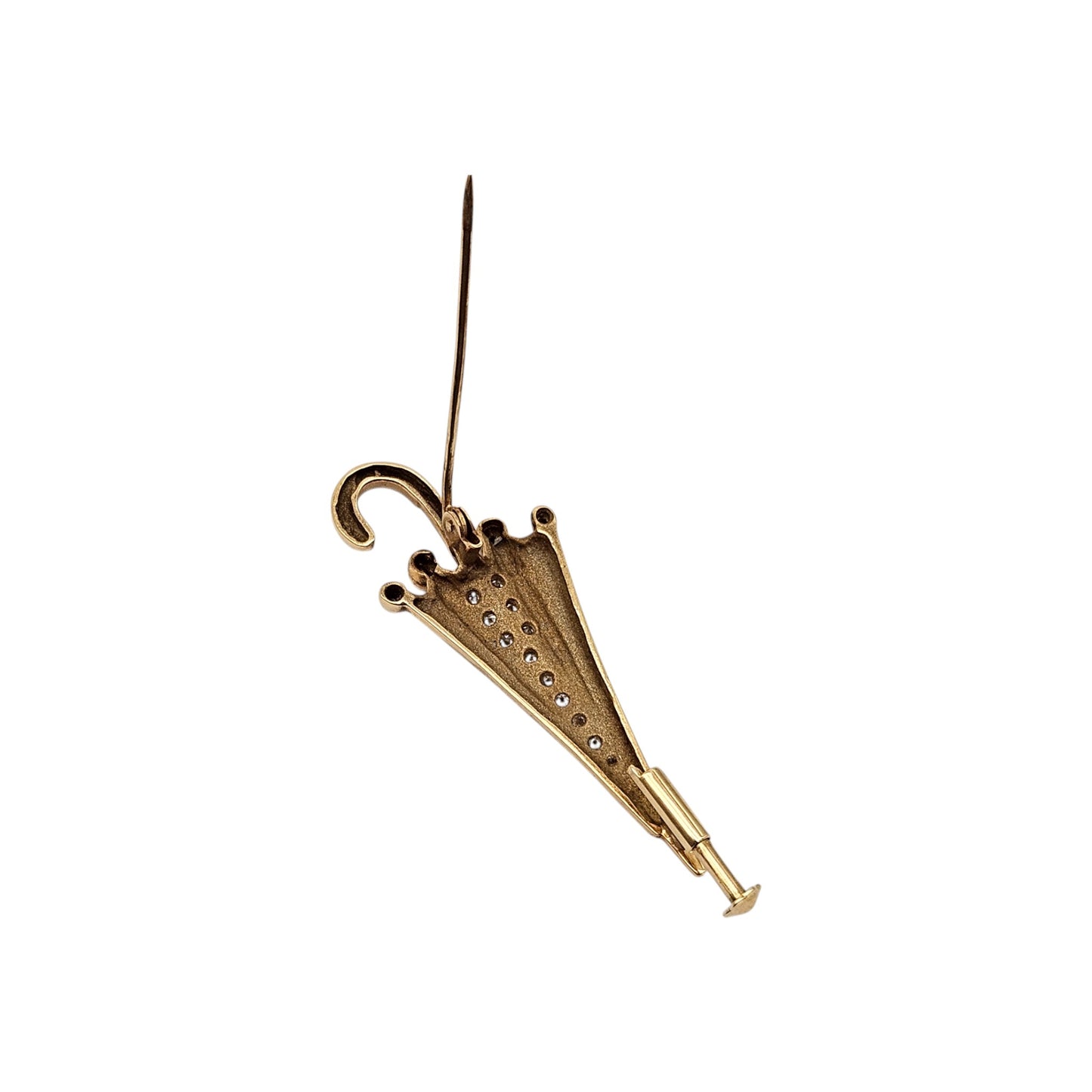 18ct Yellow Gold Umbrella Brooch With Sapphires & Diamonds L 4.3 cm 5.4 g.