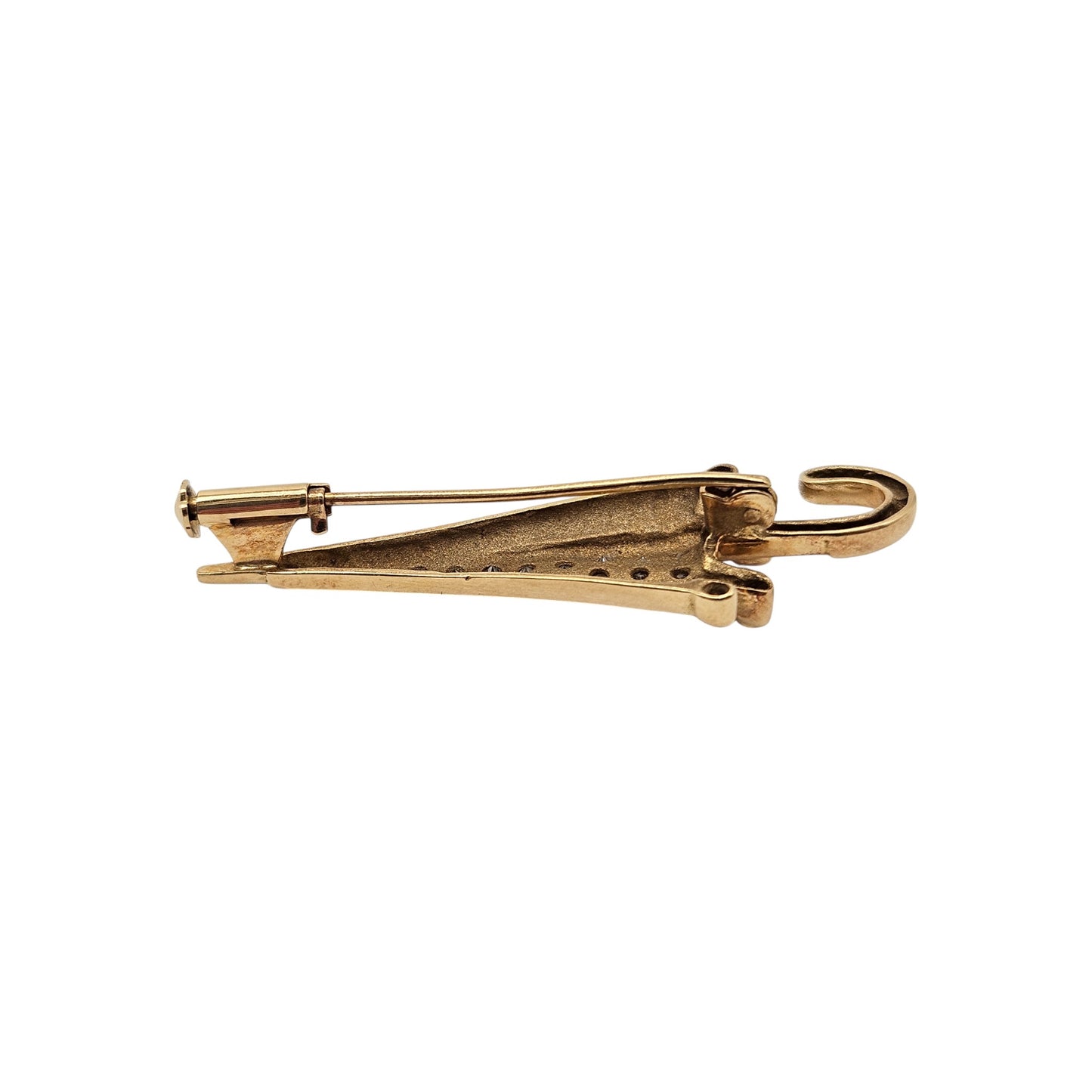 18ct Yellow Gold Umbrella Brooch With Sapphires & Diamonds L 4.3 cm 5.4 g.