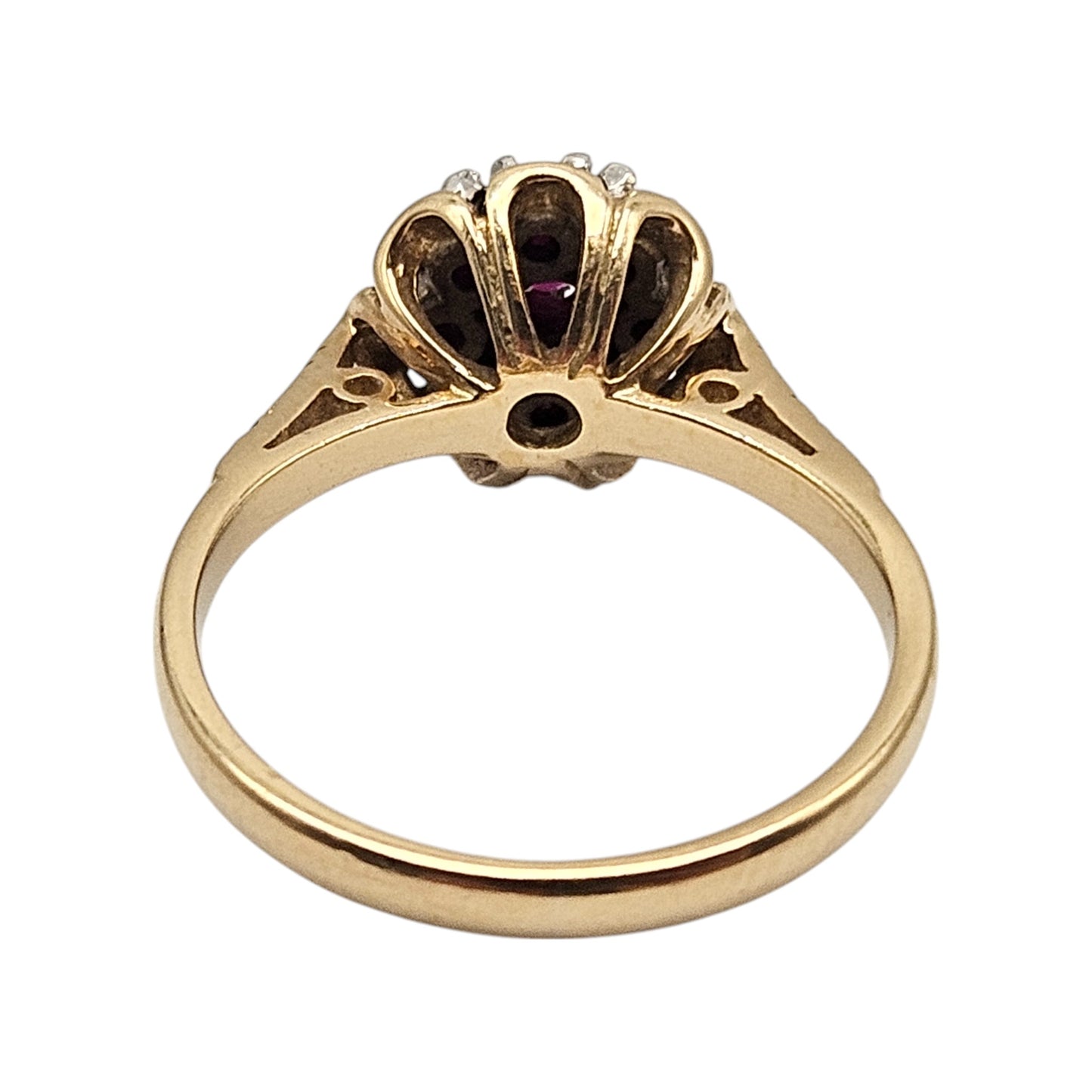 18ct Yellow Gold Ruby Cluster Ring Size M 4.3 g