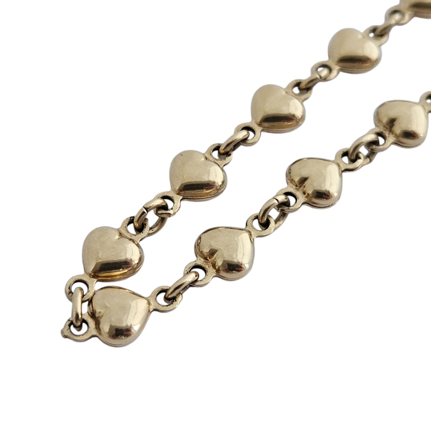 18ct 750 Yellow Gold Heart Link Bracelet 19.4 cm 7.6 g