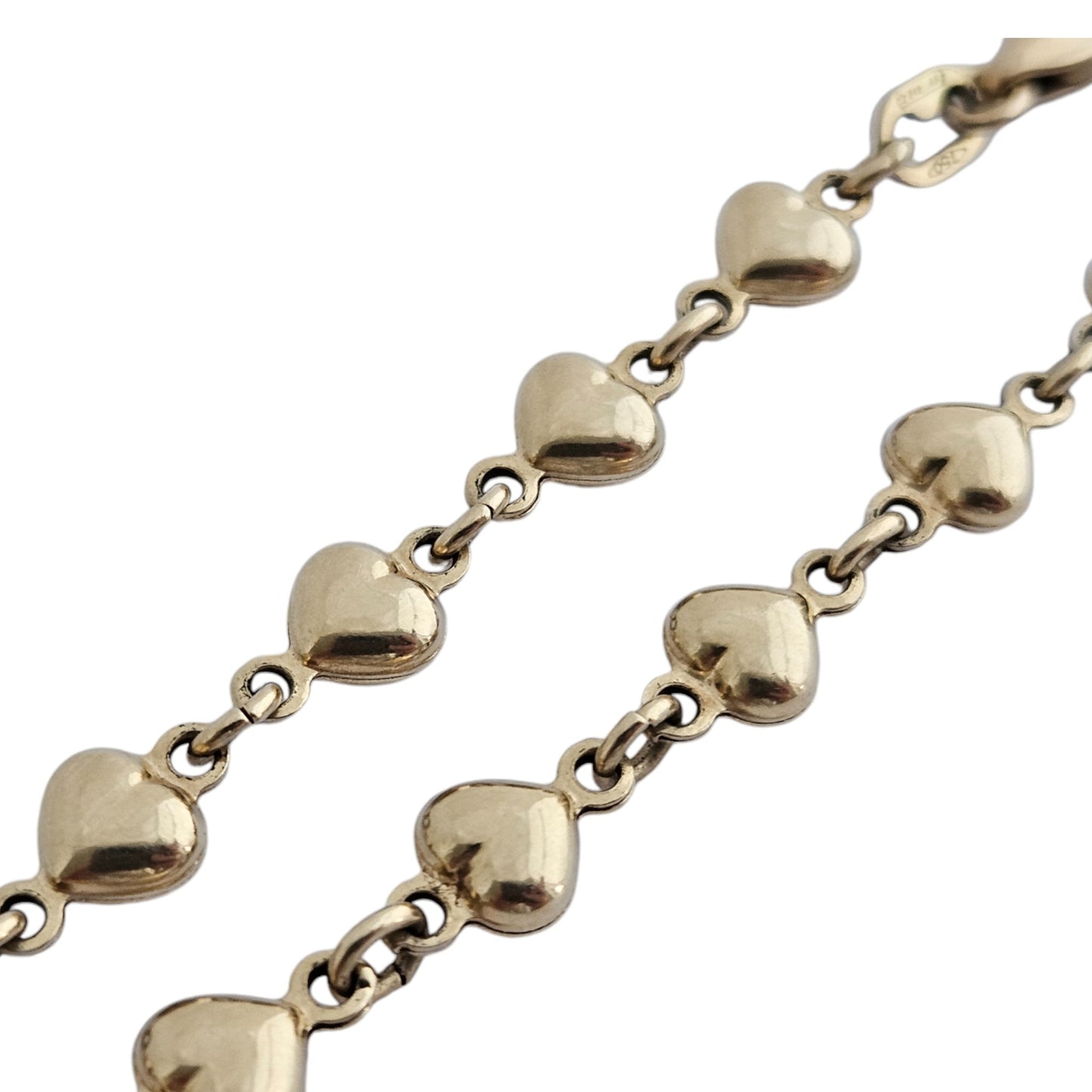 18ct 750 Yellow Gold Heart Link Bracelet 19.4 cm 7.6 g