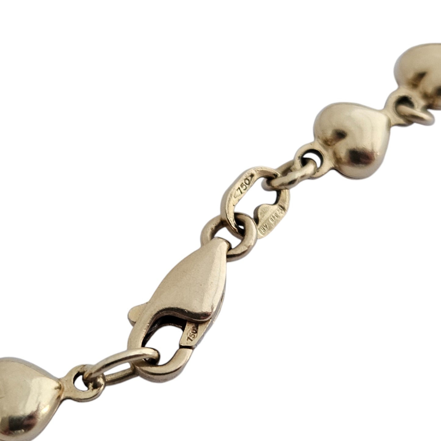 18ct 750 Yellow Gold Heart Link Bracelet 19.4 cm 7.6 g
