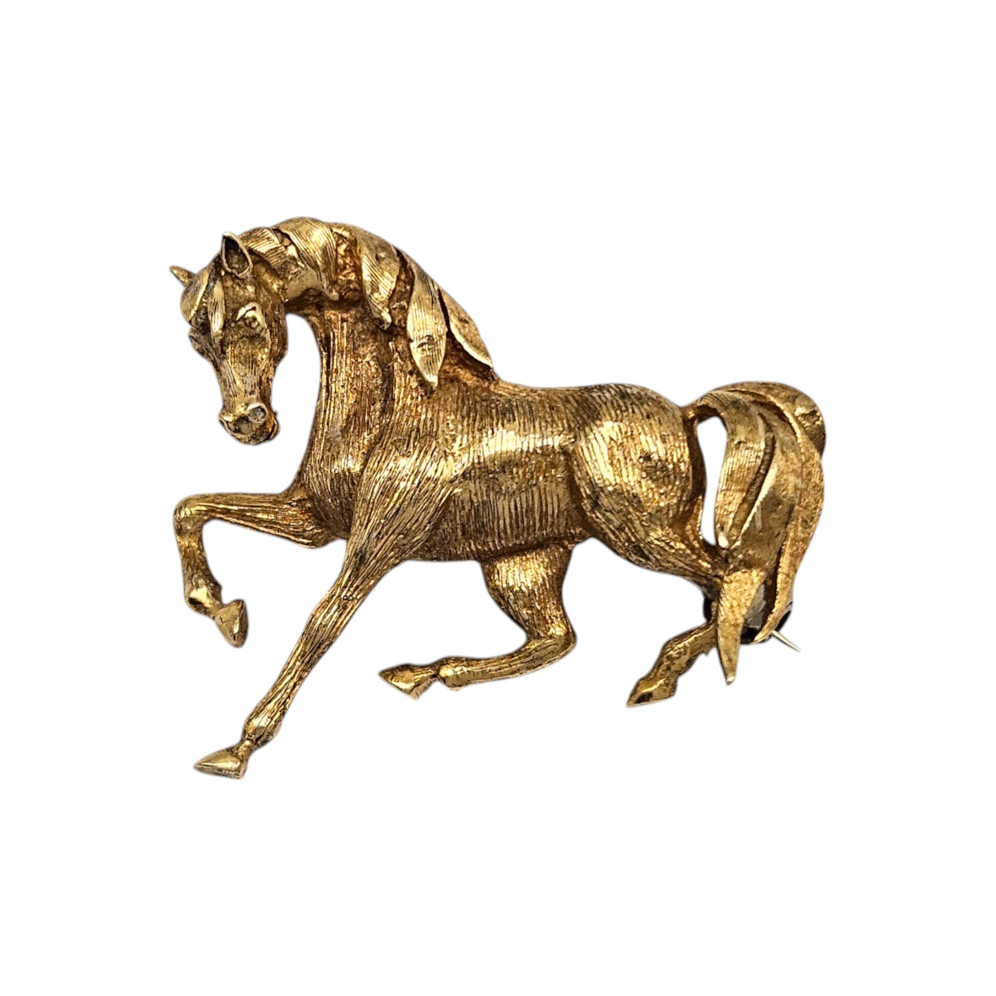 18ct 750 Yellow Gold Horse Brooch c.1969 L 2.7 cm 7.4 g.