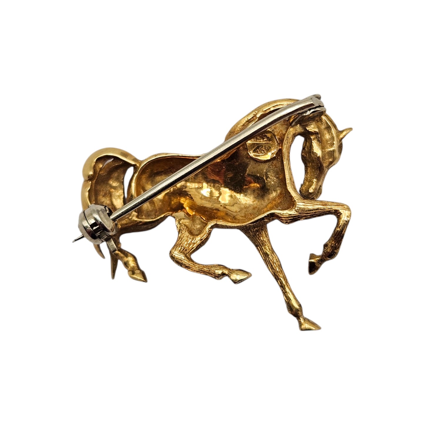18ct 750 Yellow Gold Horse Brooch c.1969 L 2.7 cm 7.4 g.