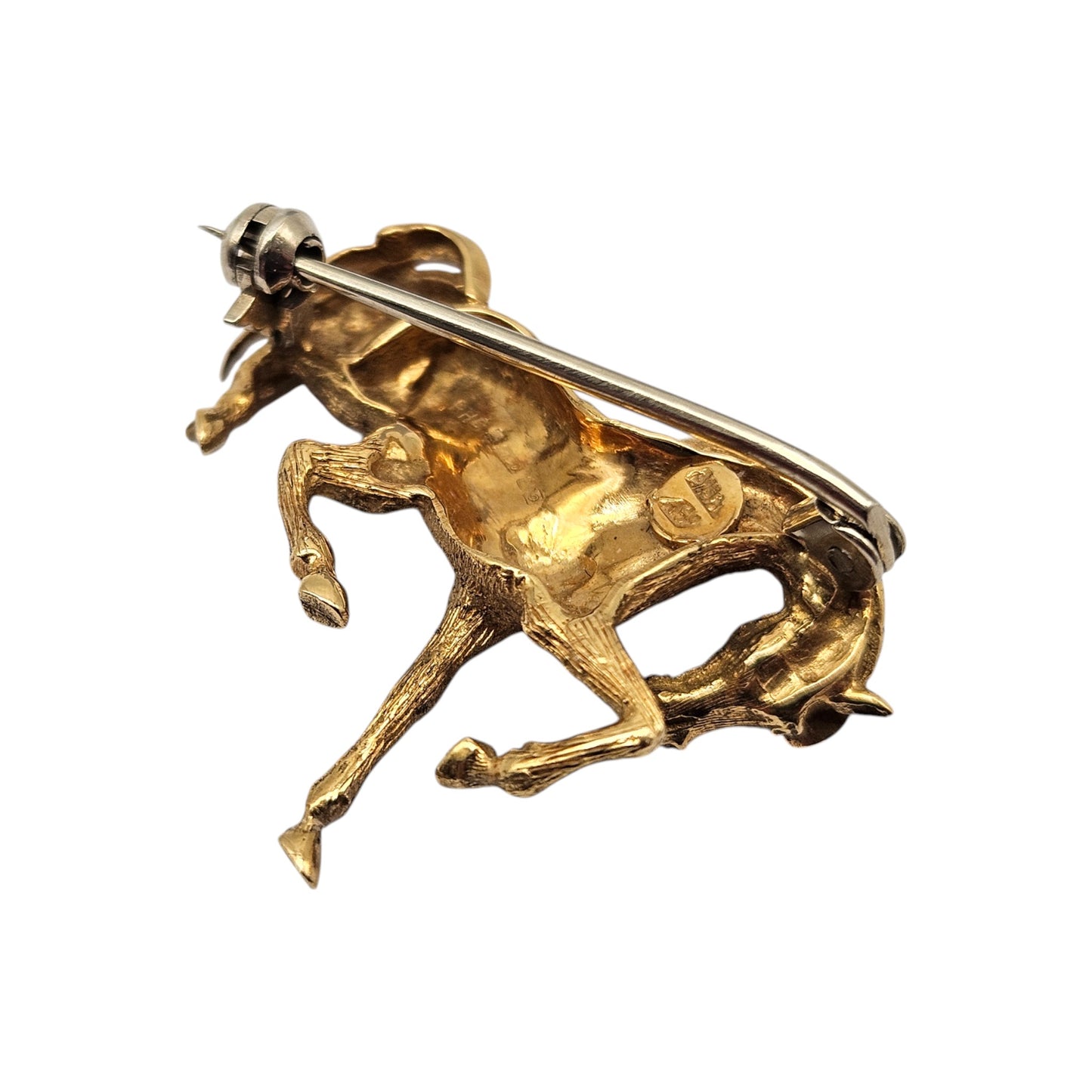 18ct 750 Yellow Gold Horse Brooch c.1969 L 2.7 cm 7.4 g.