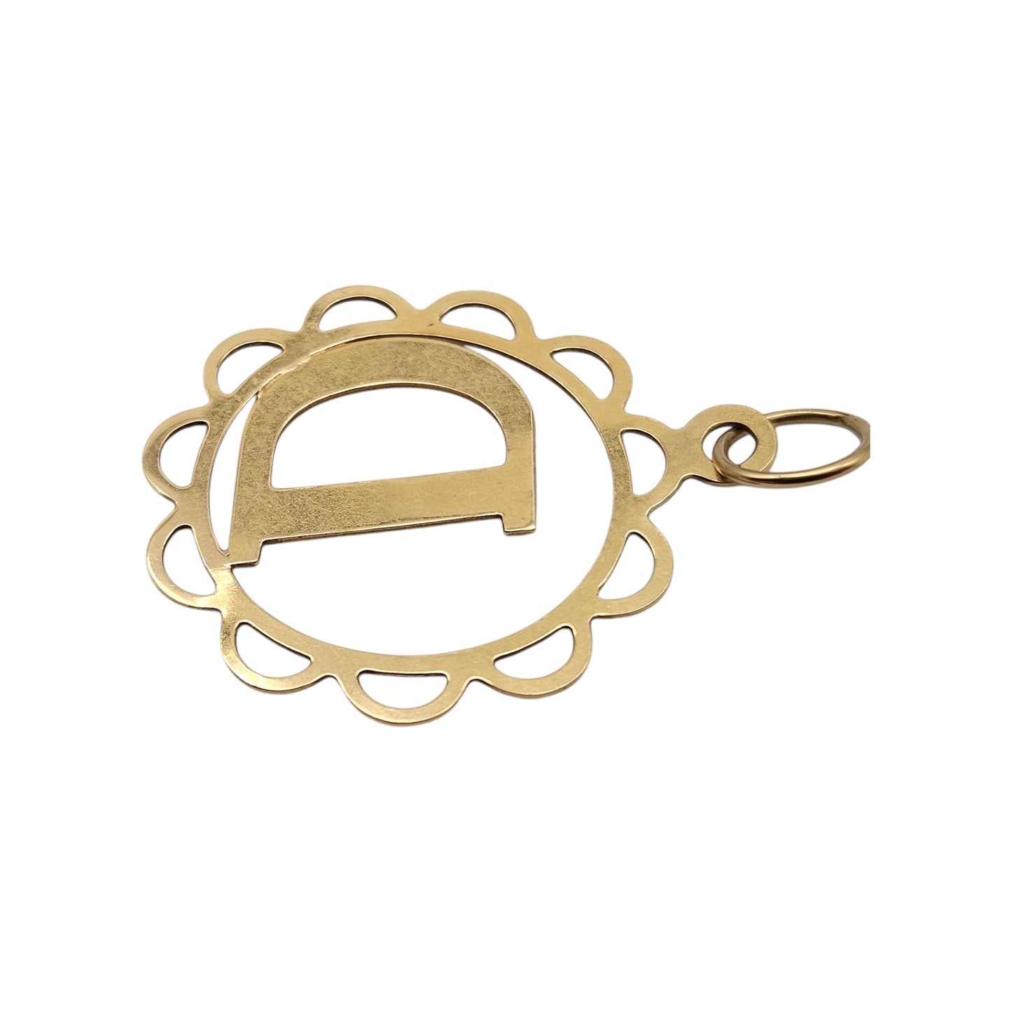 18ct 750 Yellow Gold Initial "D" Letter Pendant L 2.2 cm 1.0 g.