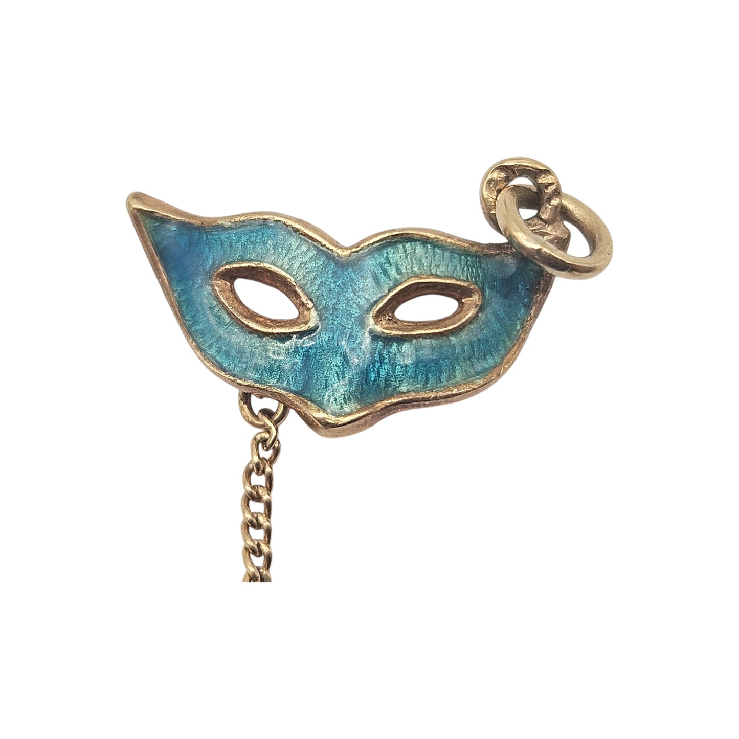 18ct Yellow Gold & Enamel Masquerade Mask Charm With Heart