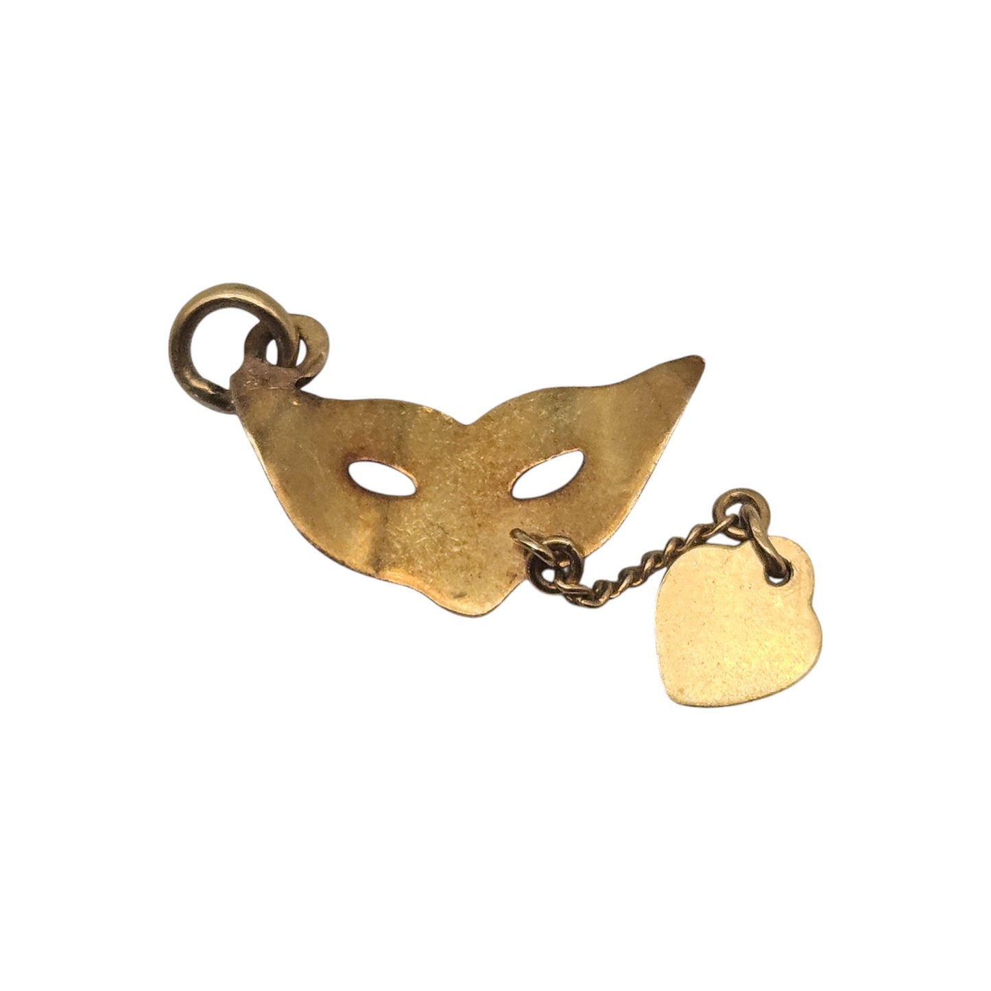 18ct Yellow Gold & Enamel Masquerade Mask Charm With Heart