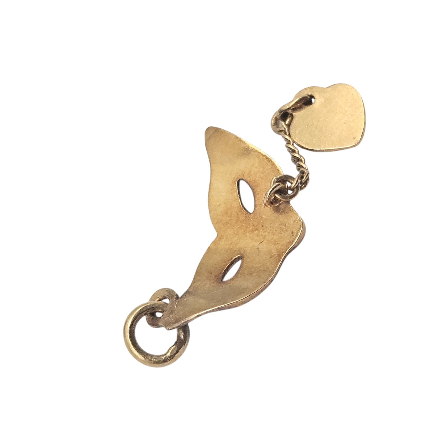 18ct Yellow Gold & Enamel Masquerade Mask Charm With Heart