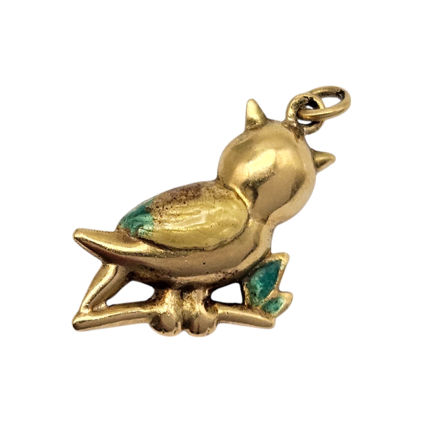 18ct Yellow Gold & Enamel Owl Charm L 1.9 cm 1.8 g.