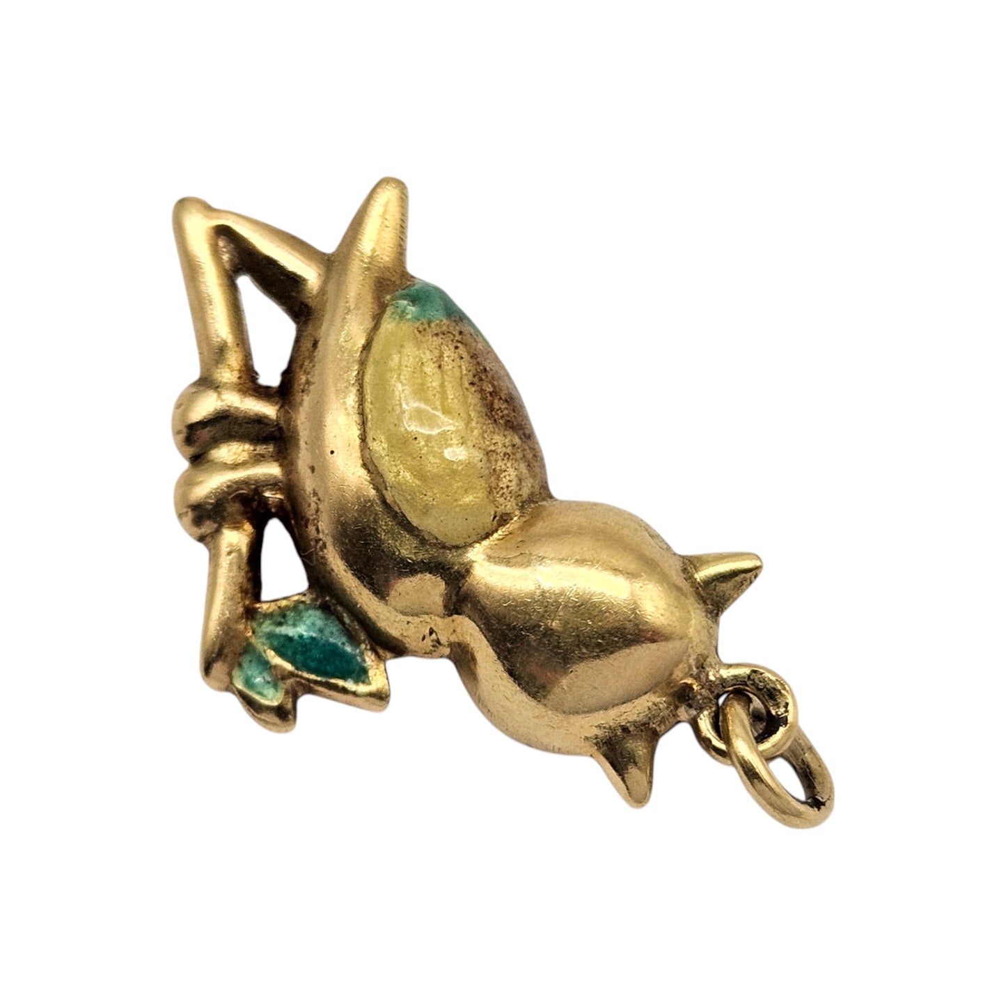 18ct Yellow Gold & Enamel Owl Charm L 1.9 cm 1.8 g.