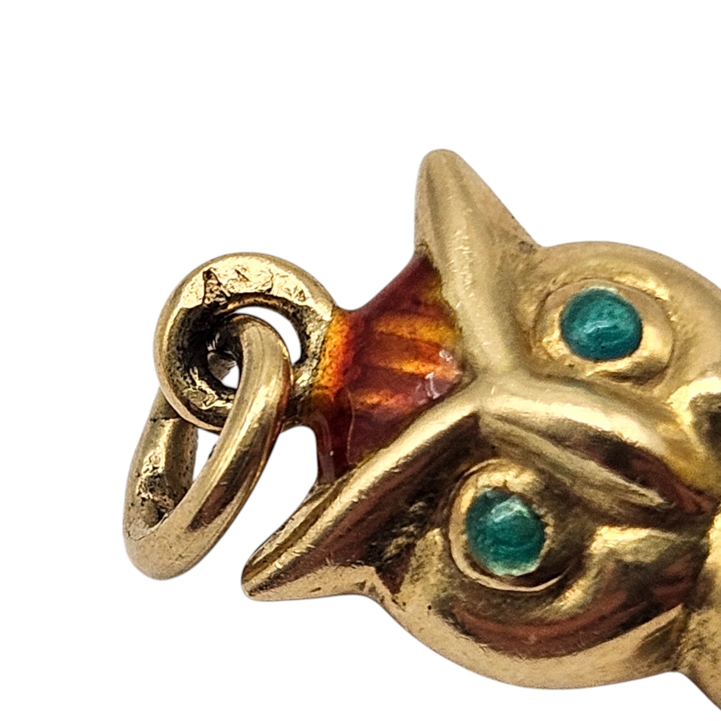 18ct Yellow Gold & Enamel Owl Charm L 1.9 cm 1.8 g.