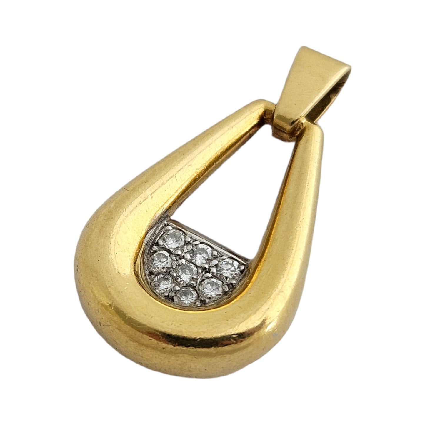 18ct 750 Yellow Gold Pendant Set With Diamonds 1977 L 2.6 cm 5.1 g