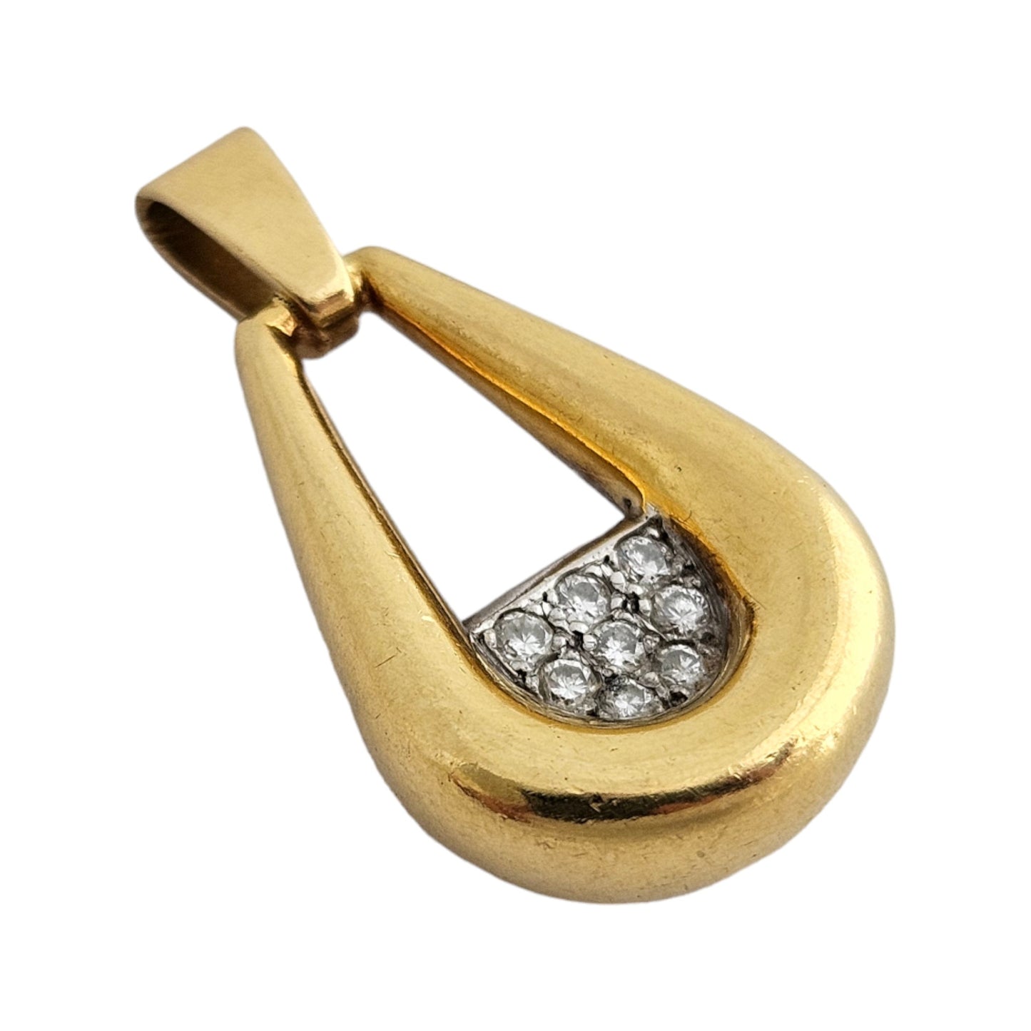 18ct 750 Yellow Gold Pendant Set With Diamonds 1977 L 2.6 cm 5.1 g