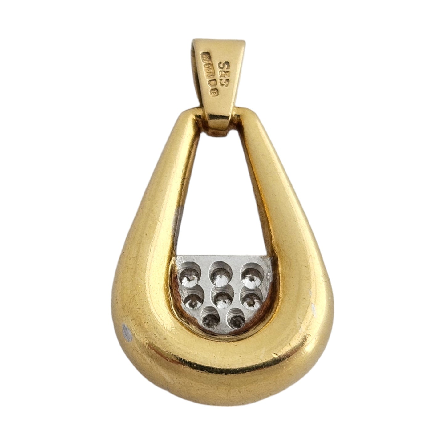 18ct 750 Yellow Gold Pendant Set With Diamonds 1977 L 2.6 cm 5.1 g