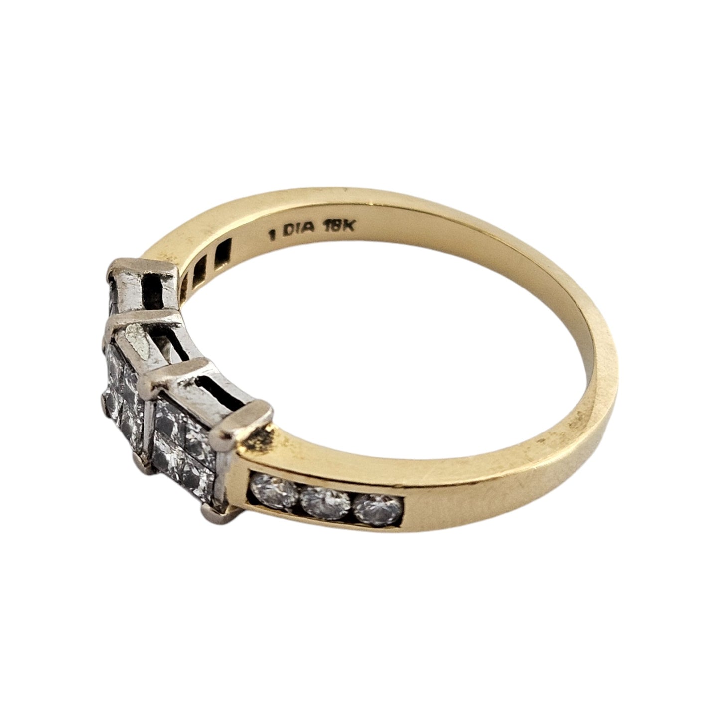 18ct 750 Yellow Gold Diamond Cluster Ring Size L 2.7 g