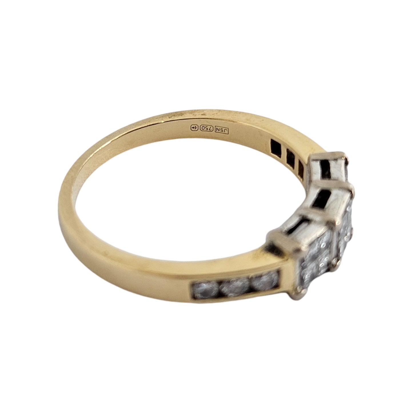 18ct 750 Yellow Gold Diamond Cluster Ring Size L 2.7 g