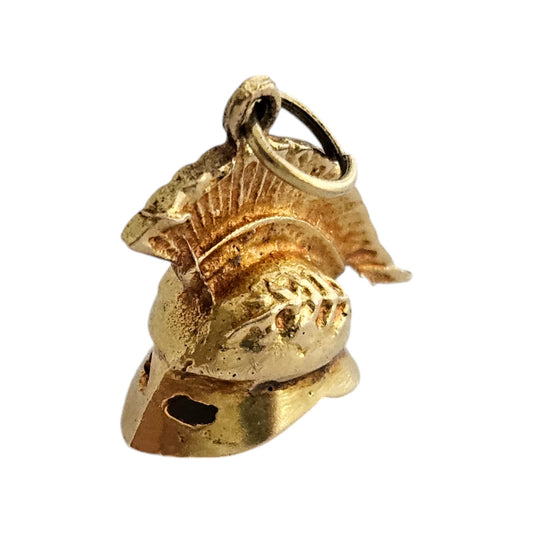 18ct 750 Yellow Gold Roman Warrior Helmet Charm L 1.7 cm 1.9 g