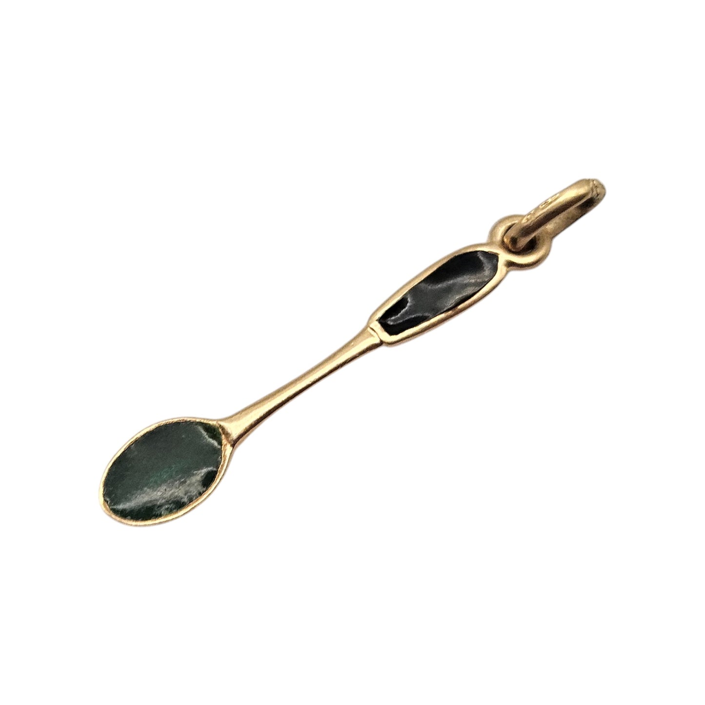 18ct Yellow Gold & Enamel Spoon Charm L 2.7 cm 1.5 g.
