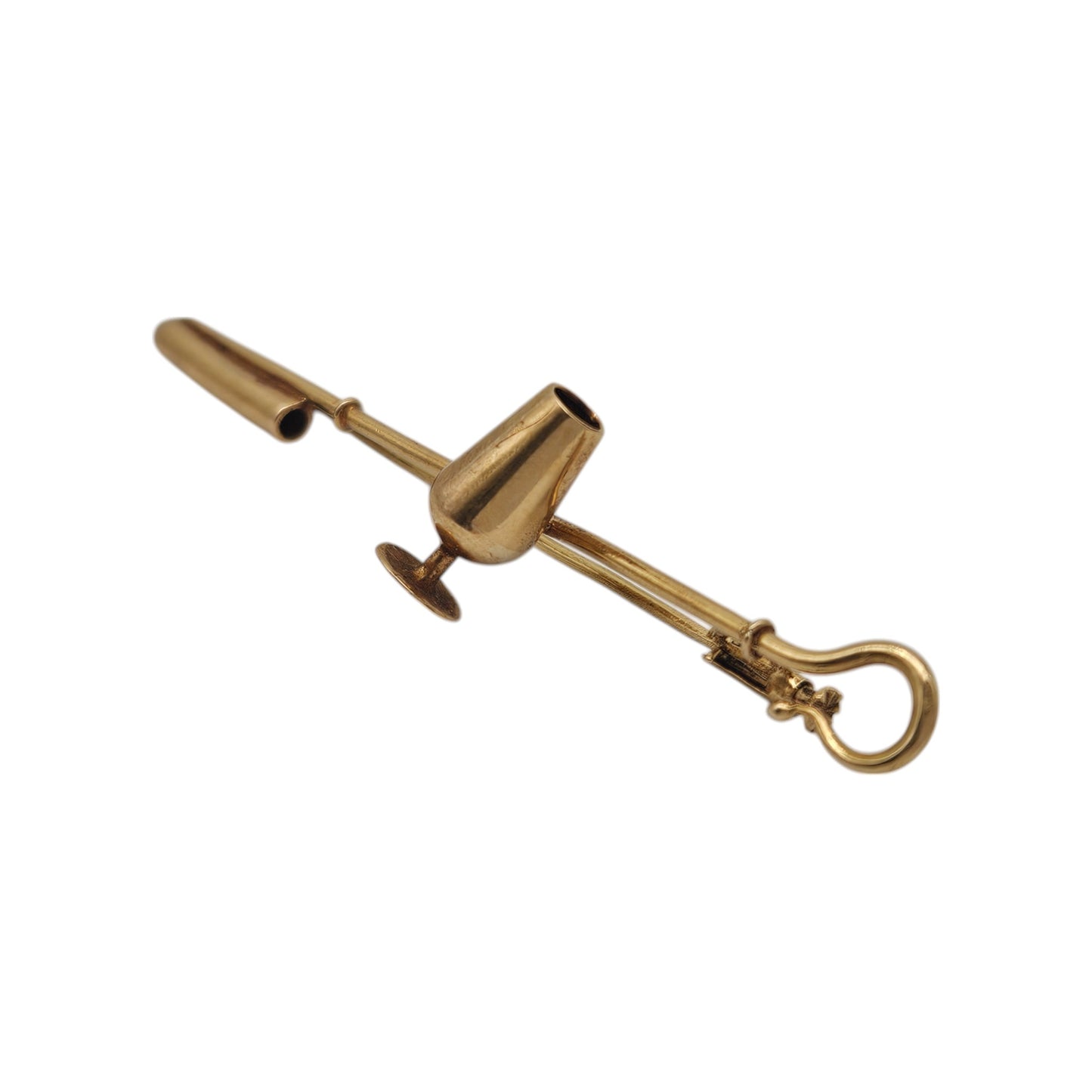Unusual 18ct Yellow Gold Wine Dipper Brooch L 6.4 cm 4.4 g.
