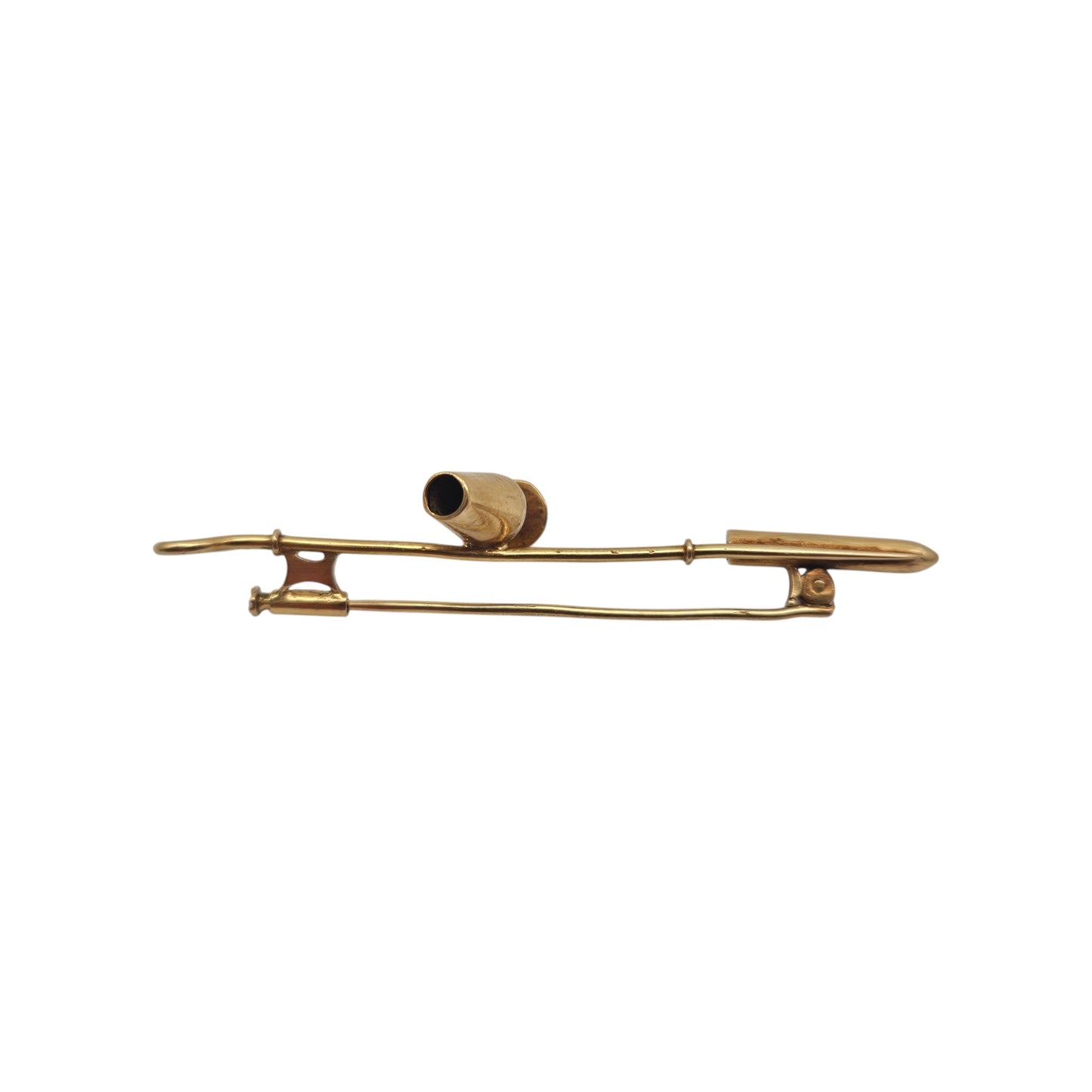 Unusual 18ct Yellow Gold Wine Dipper Brooch L 6.4 cm 4.4 g.