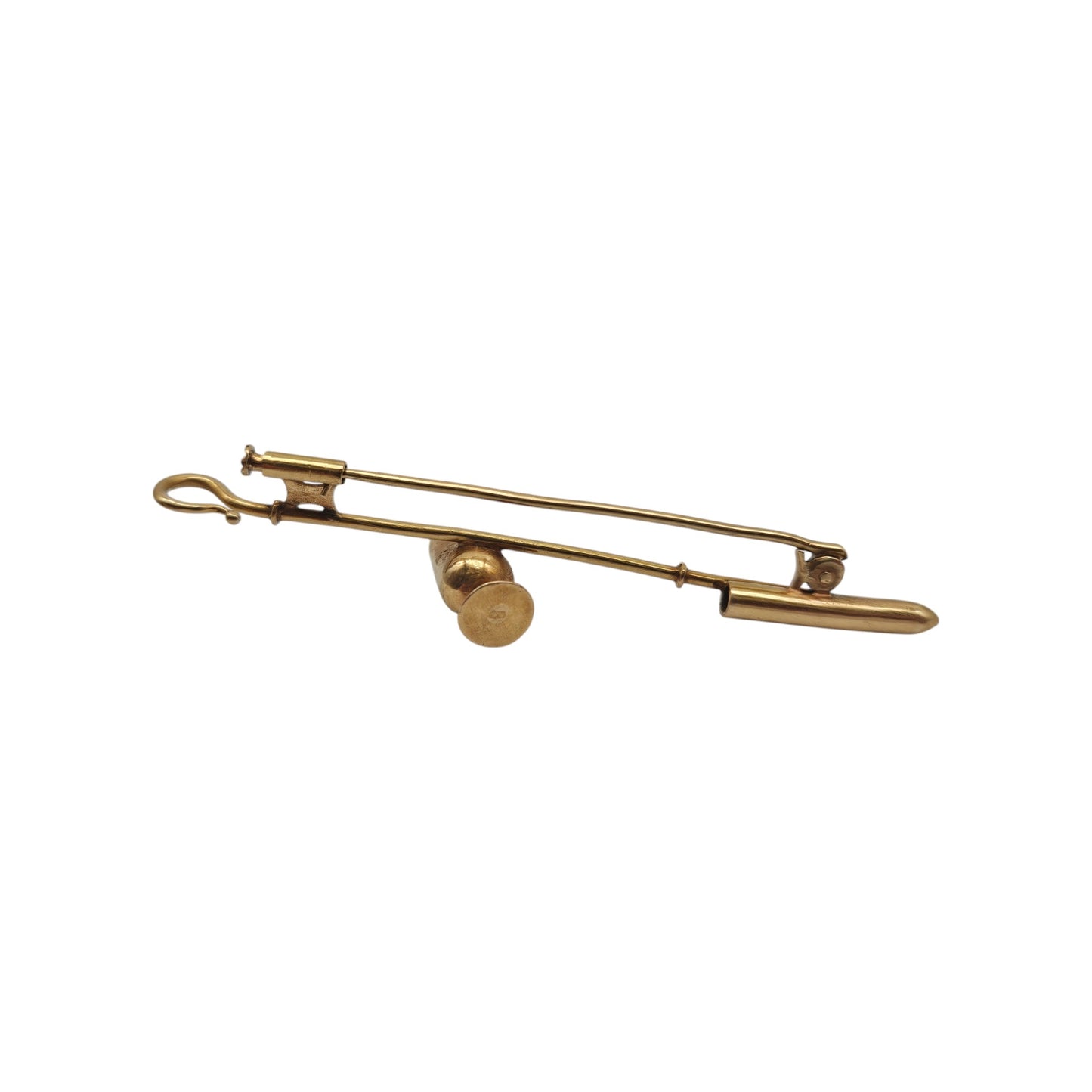 Unusual 18ct Yellow Gold Wine Dipper Brooch L 6.4 cm 4.4 g.