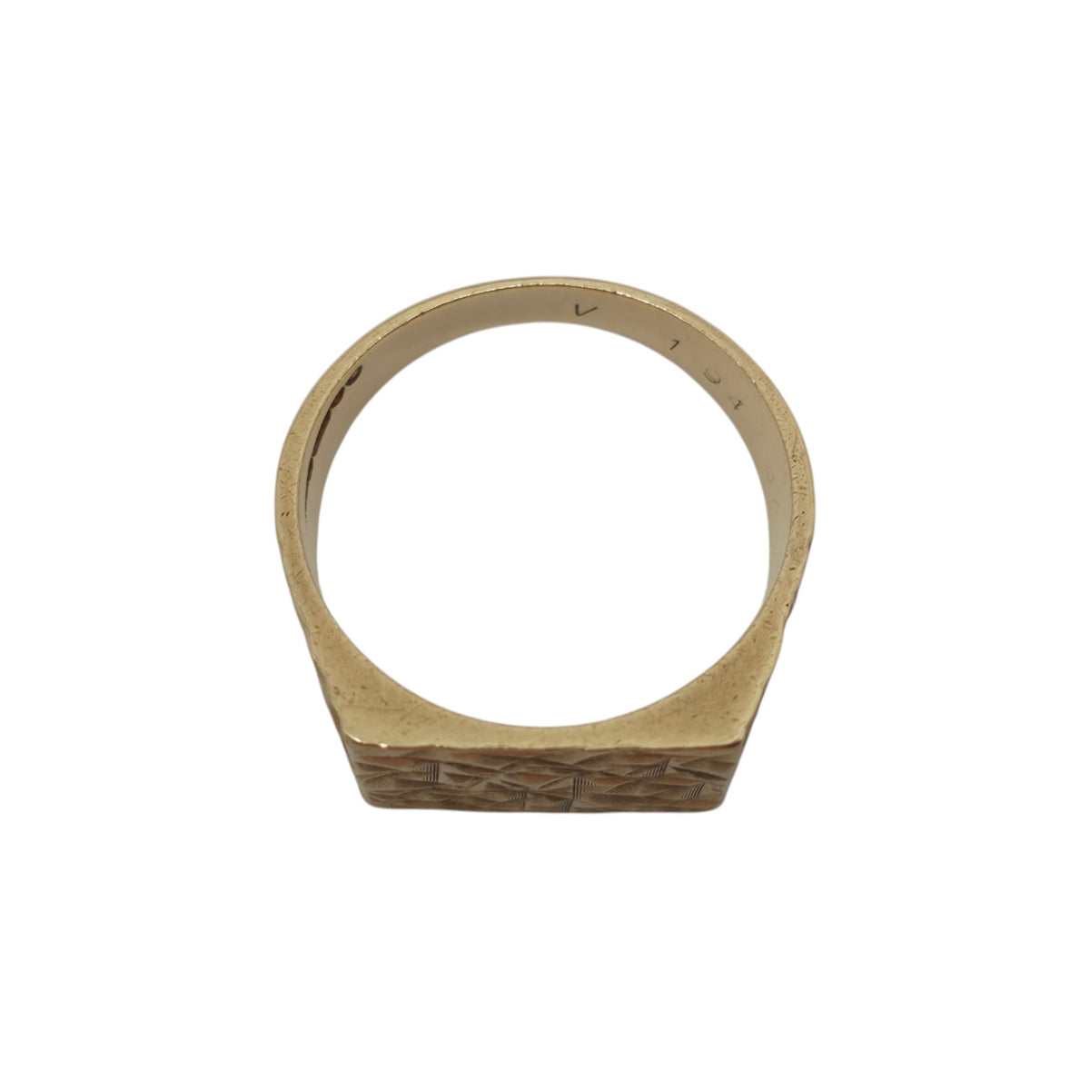 Heavy 1960's 9ct 375 Yellow Gold Modernist Signet Ring 1968 Size V 11.8 g.