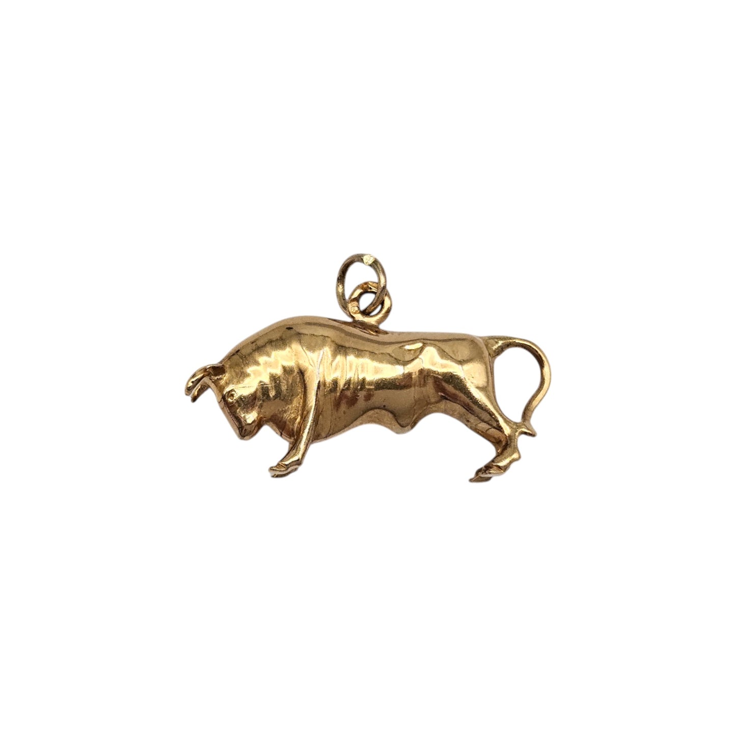 Portugues 19ct 800 Yellow Gold Bull Charm L 2.7 cm 2.6 g.