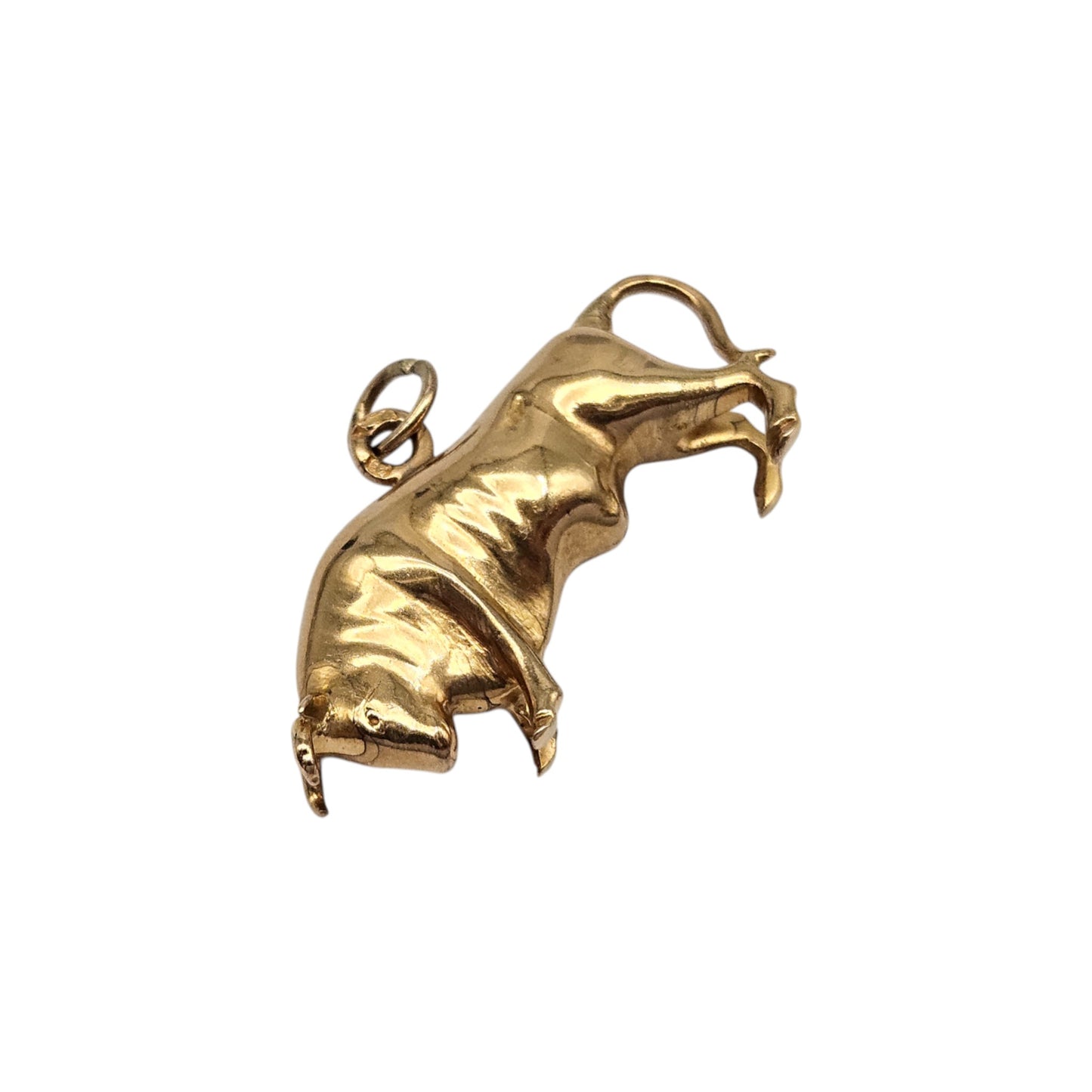 Portugues 19ct 800 Yellow Gold Bull Charm L 2.7 cm 2.6 g.