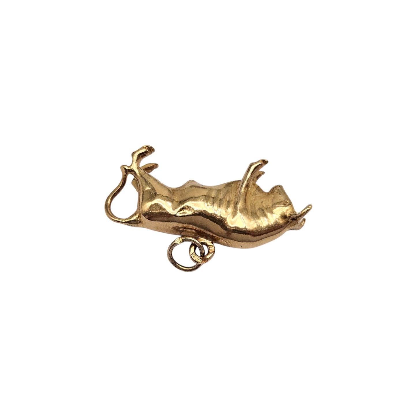 Portugues 19ct 800 Yellow Gold Bull Charm L 2.7 cm 2.6 g.
