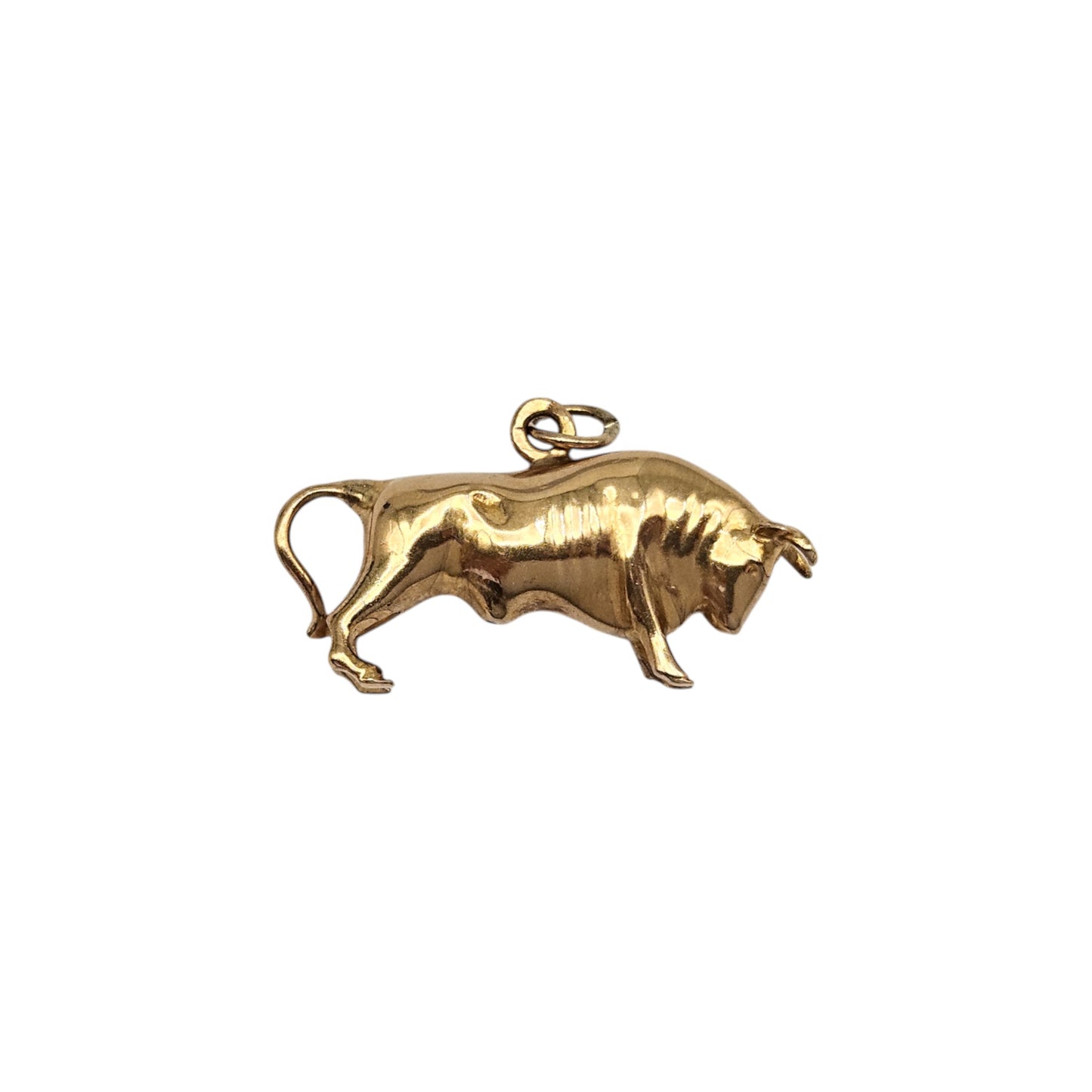 Portugues 19ct 800 Yellow Gold Bull Charm L 2.7 cm 2.6 g.