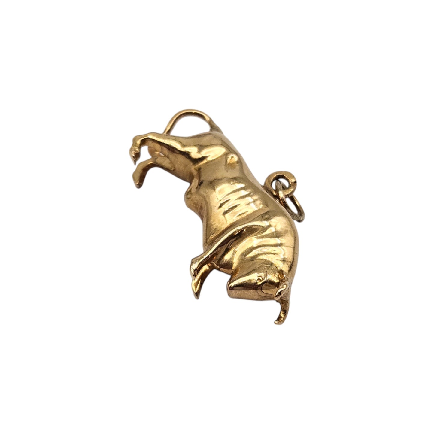 Portugues 19ct 800 Yellow Gold Bull Charm L 2.7 cm 2.6 g.