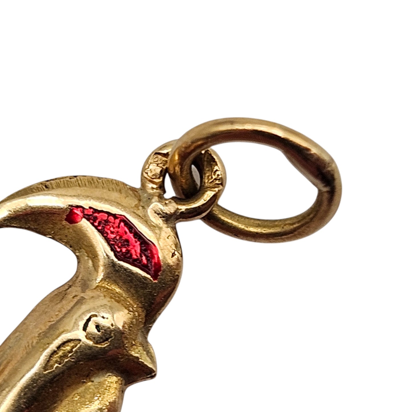Portuguese 19ct 800 Yellow Gold & Enamel Cockerel Charm 2.2 cm 1.7 g.