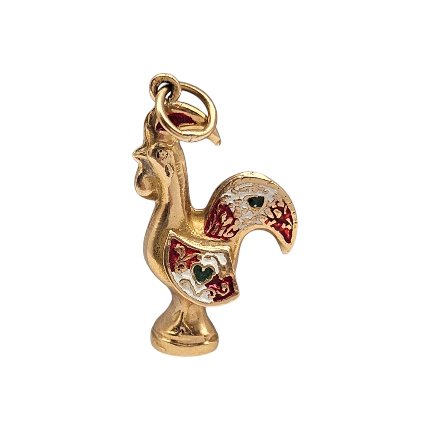 Portuguese 19ct 800 Yellow Gold & Enamel Cockerel Charm 2.2 cm 1.7 g.