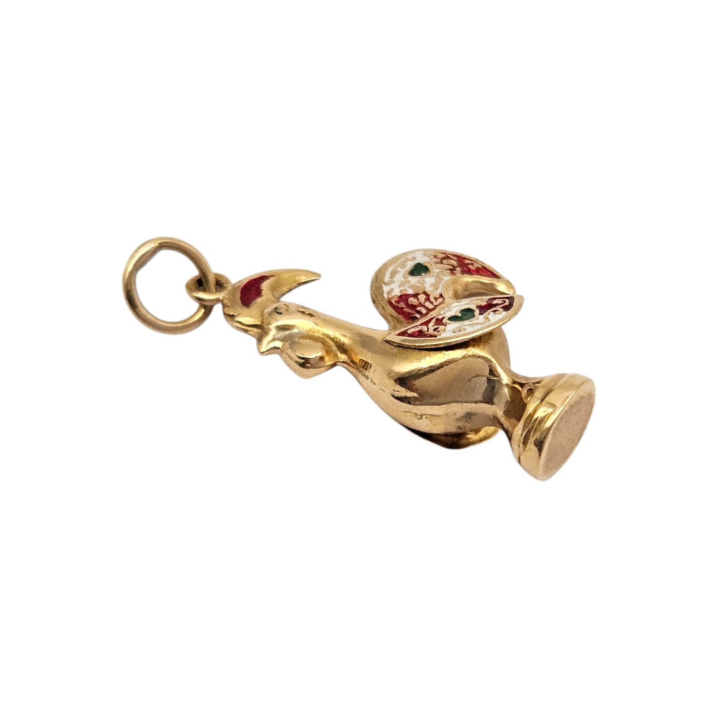 Portuguese 19ct 800 Yellow Gold & Enamel Cockerel Charm 2.2 cm 1.7 g.