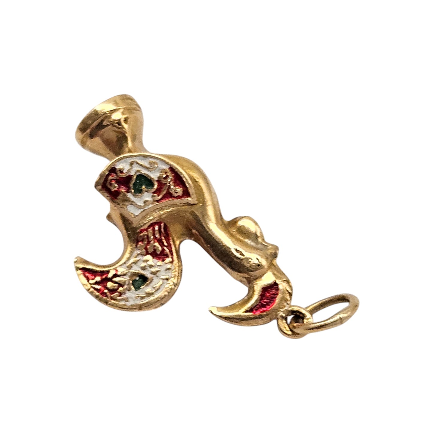 Portuguese 19ct 800 Yellow Gold & Enamel Cockerel Charm 2.2 cm 1.7 g.