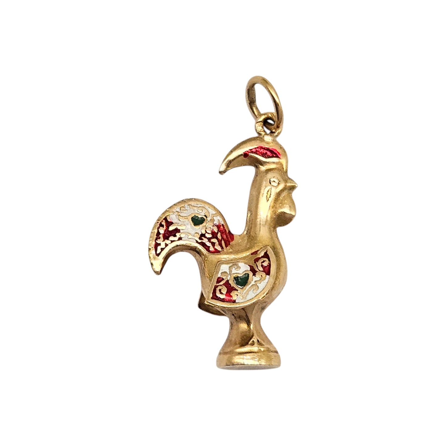 Portuguese 19ct 800 Yellow Gold & Enamel Cockerel Charm 2.2 cm 1.7 g.