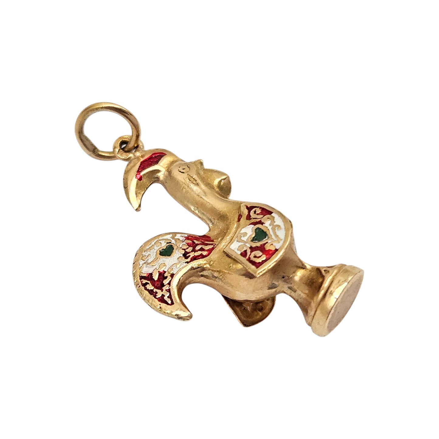 Portuguese 19ct 800 Yellow Gold & Enamel Cockerel Charm 2.2 cm 1.7 g.