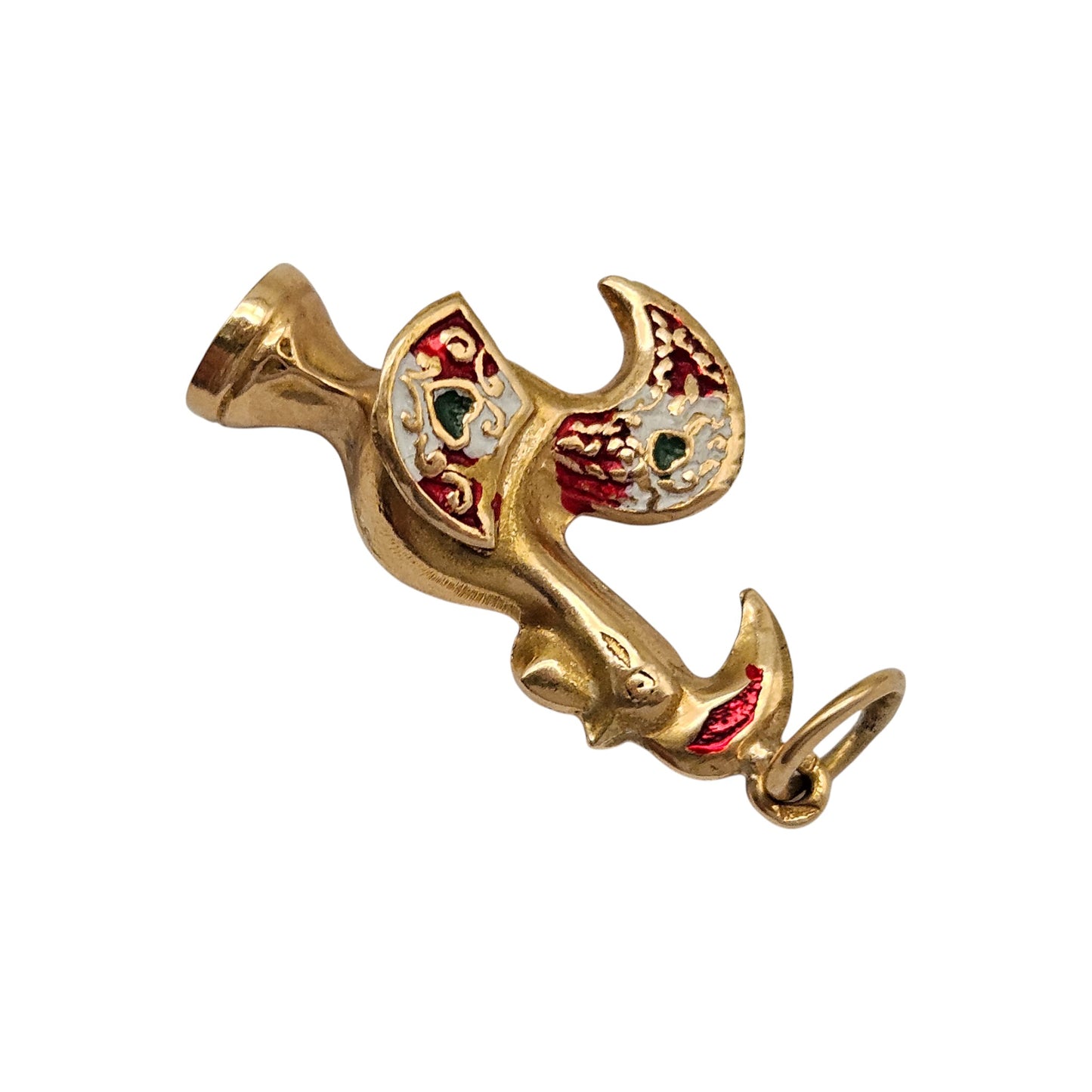 Portuguese 19ct 800 Yellow Gold & Enamel Cockerel Charm 2.2 cm 1.7 g.