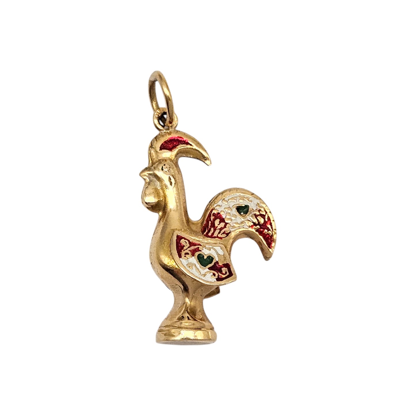 Portuguese 19ct 800 Yellow Gold & Enamel Cockerel Charm 2.2 cm 1.7 g.