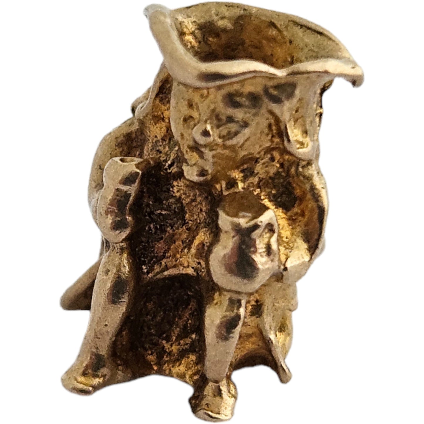9ct 375 Yellow Gold Toby Jug Charm c.1970 L 1.0 cm 1.7 g.