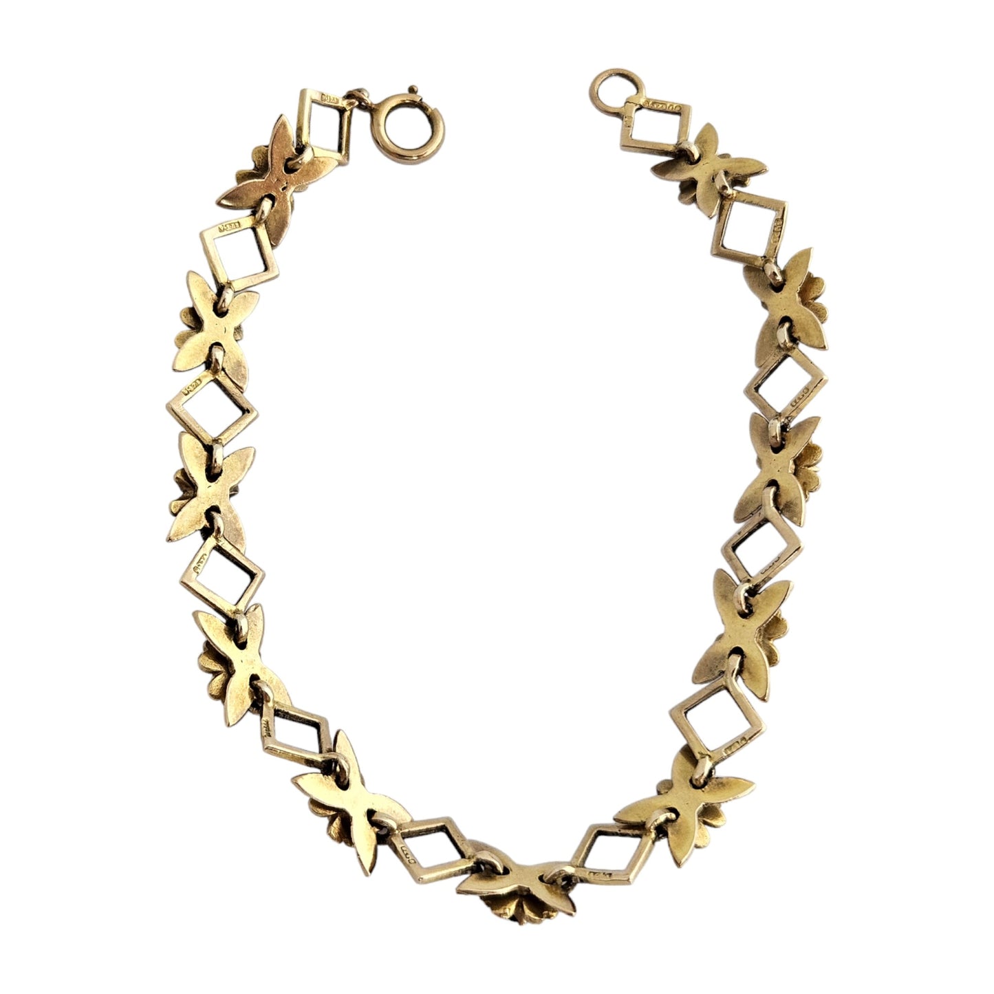 Fancy 9ct 375 Yellow Gold Bracelet with Garnets 1961 L 18.0 cm 10.0 g