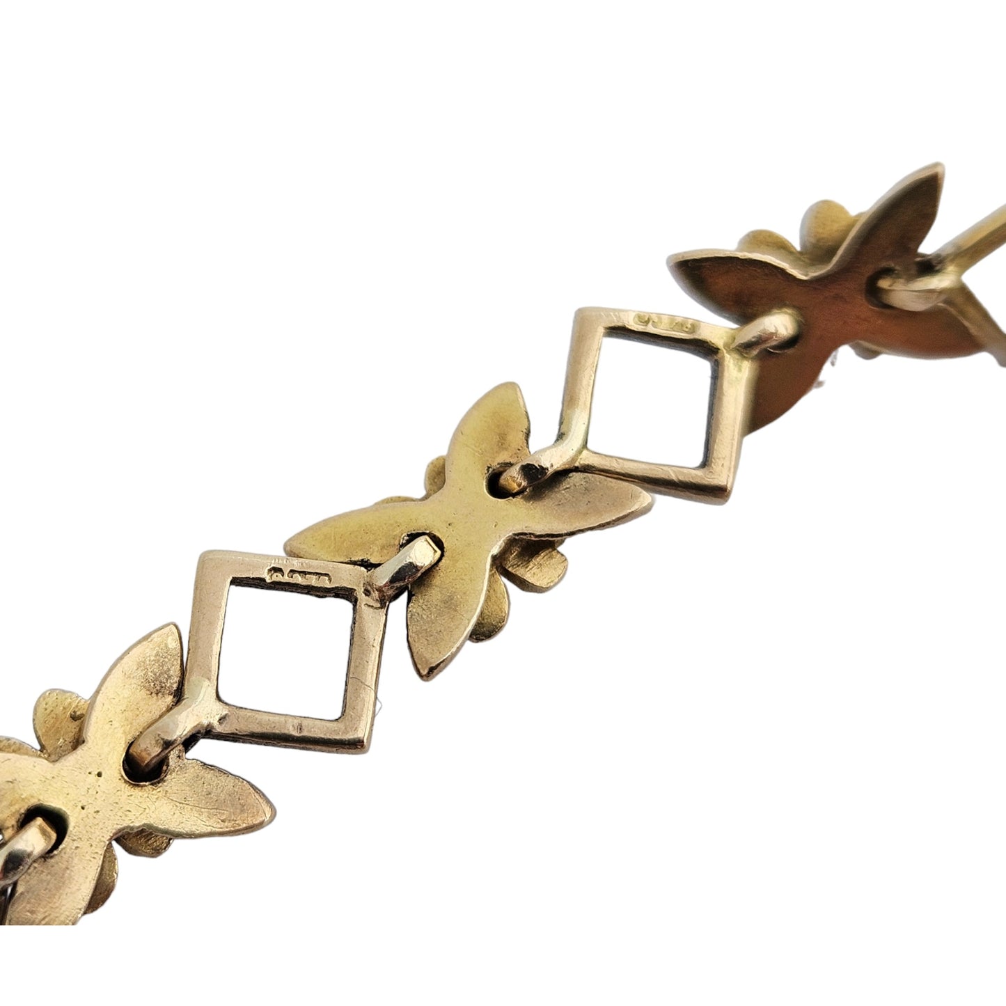 Fancy 9ct 375 Yellow Gold Bracelet with Garnets 1961 L 18.0 cm 10.0 g