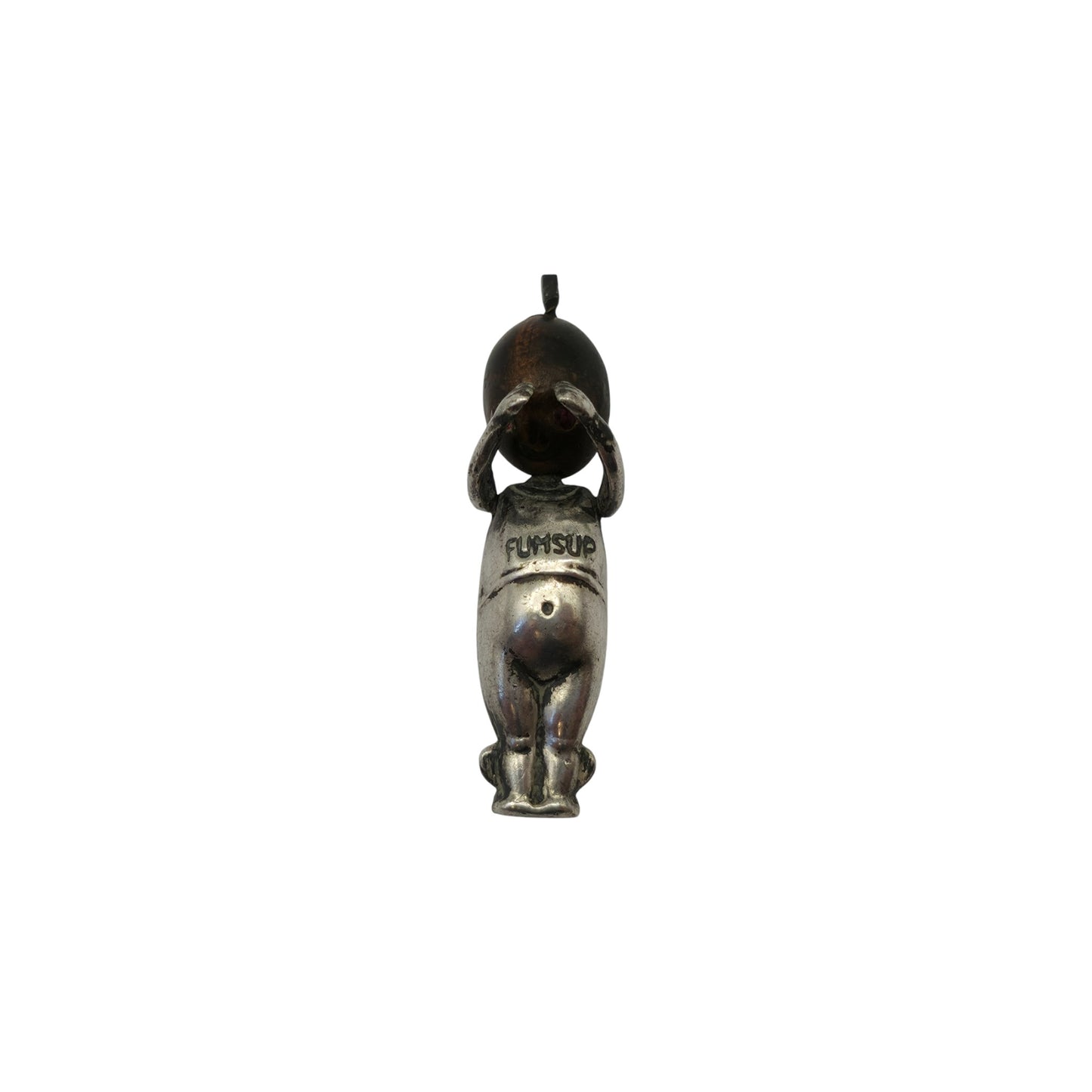 Antique Silver Fumsup Touch Wood Lucky Charm L 2.9 cm 1.7 g.
