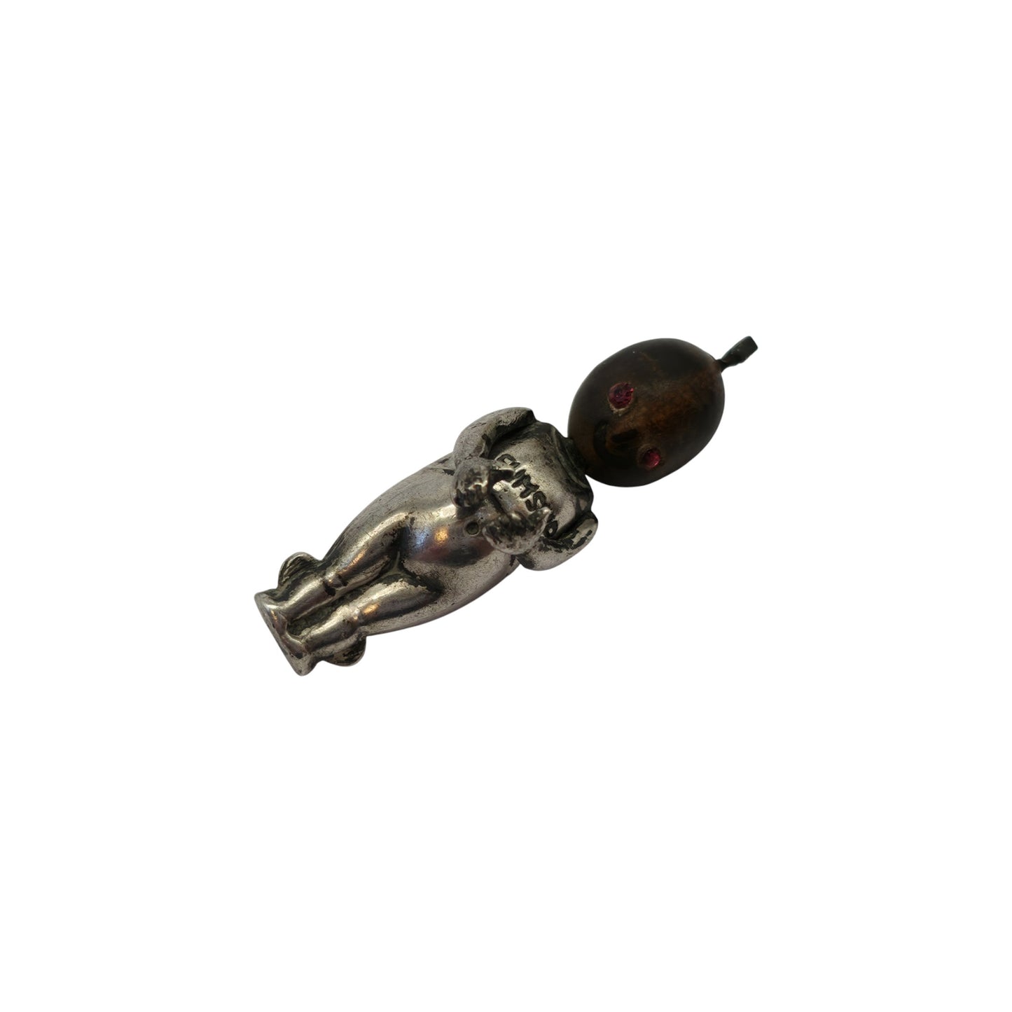 Antique Silver Fumsup Touch Wood Lucky Charm L 2.9 cm 1.7 g.
