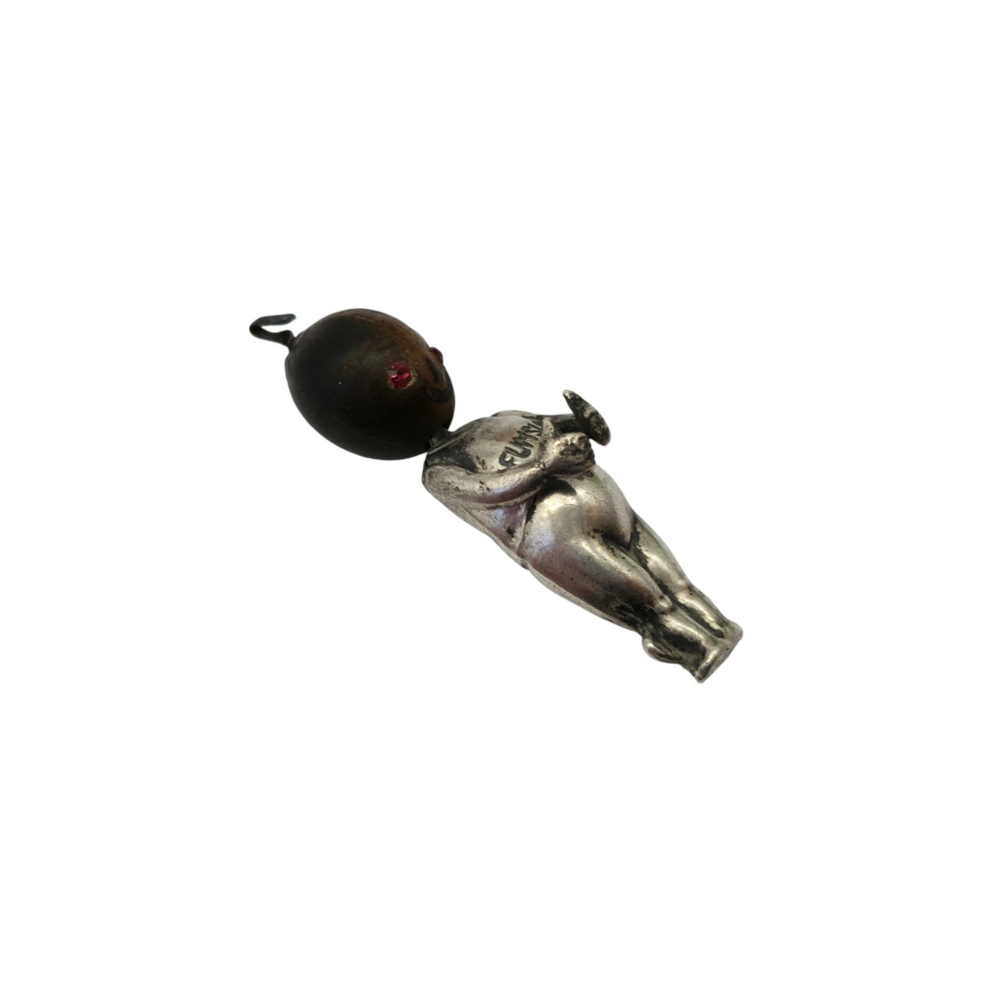 Antique Silver Fumsup Touch Wood Lucky Charm L 2.9 cm 1.7 g.